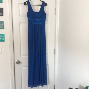 David’s Bridal royal blue gown